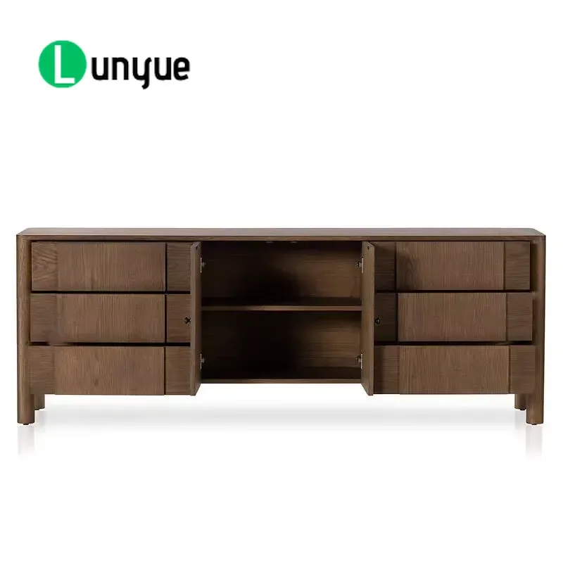 Modern Solid Wood TV Cabinet Large Capacity Storage Simple Appearance Sturdy Stable Affordable Price For Living Room