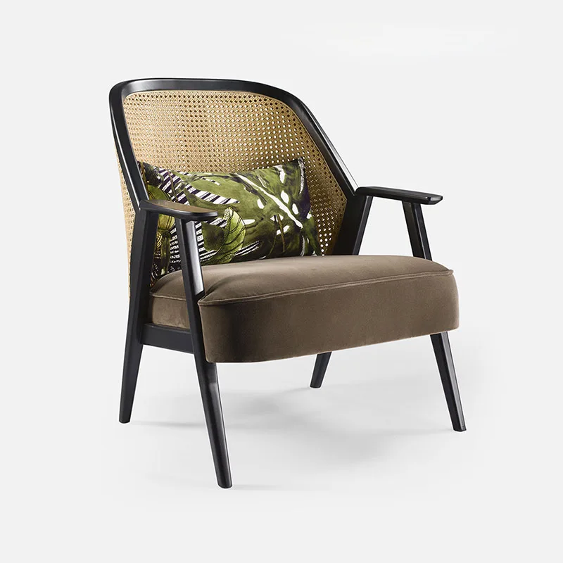 

rattan weaving, double leisure, rattan chair medieval solid wood soft bag, back chair, hotel bed and breakfast restauran
