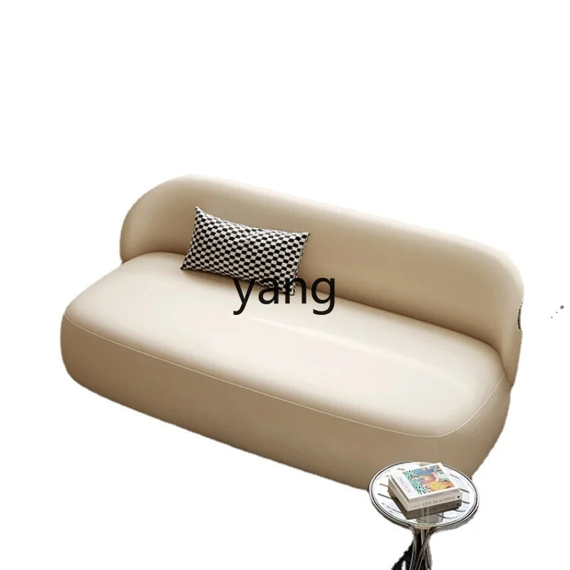 

Yjq Small Apartment Sofa Balcony Cream Style Cute Faux Leather Bedroom Design Simple