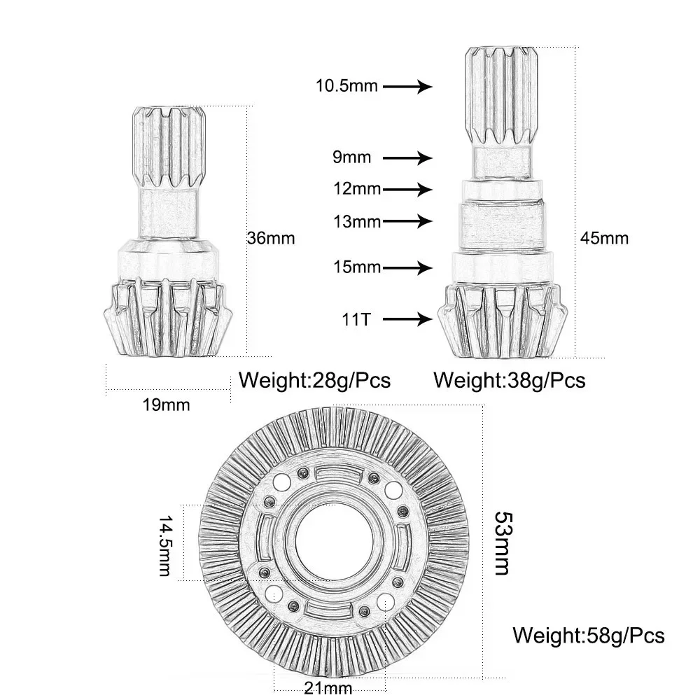 Replacement #7790 #7791 #7792 Chrome Steel HRC45-50 11/35T Differential Pinion Gear for RC 1/5 Traxxas X-Maxx 6S 8S Accessories