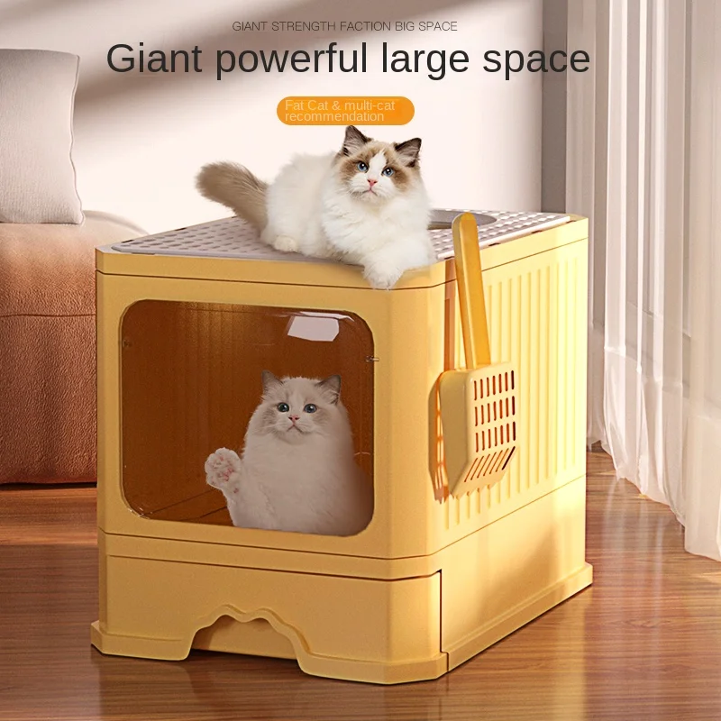 Kitty Litter Box Oversized Fully Enclosed Kitty Toilet Sand Bowl with Anti-spattering Baby Cat Deodorant Litter Tray