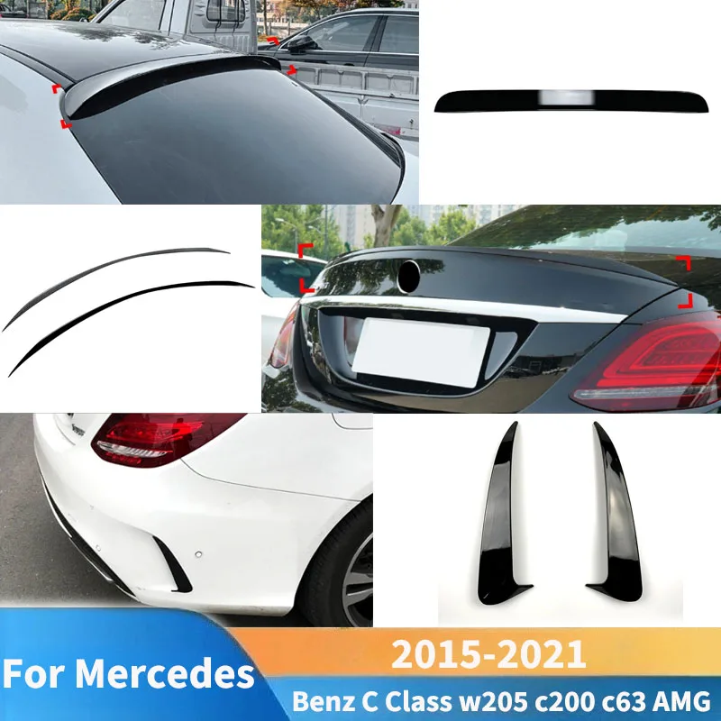 

For Mercedes Benz C Class W205 C200 C260 C300 C43 C63 AMG 2015-2021 Rear Roof Lip Spoiler Trunk Wing Parts RearTrim Automobiles