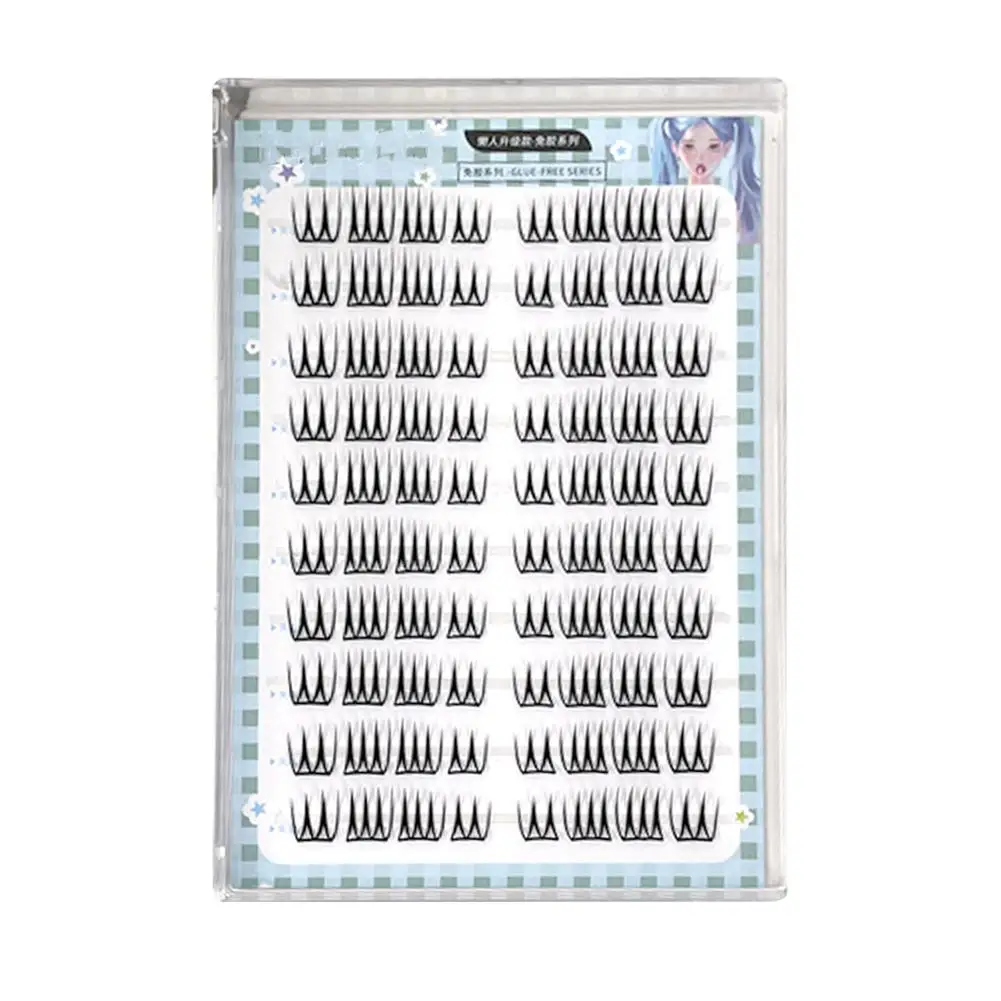 Pestañas postizas en forma de U sin pegamento, hoja fina de racimo, aspecto de maquillaje de pestañas naturales puras de estilo coreano