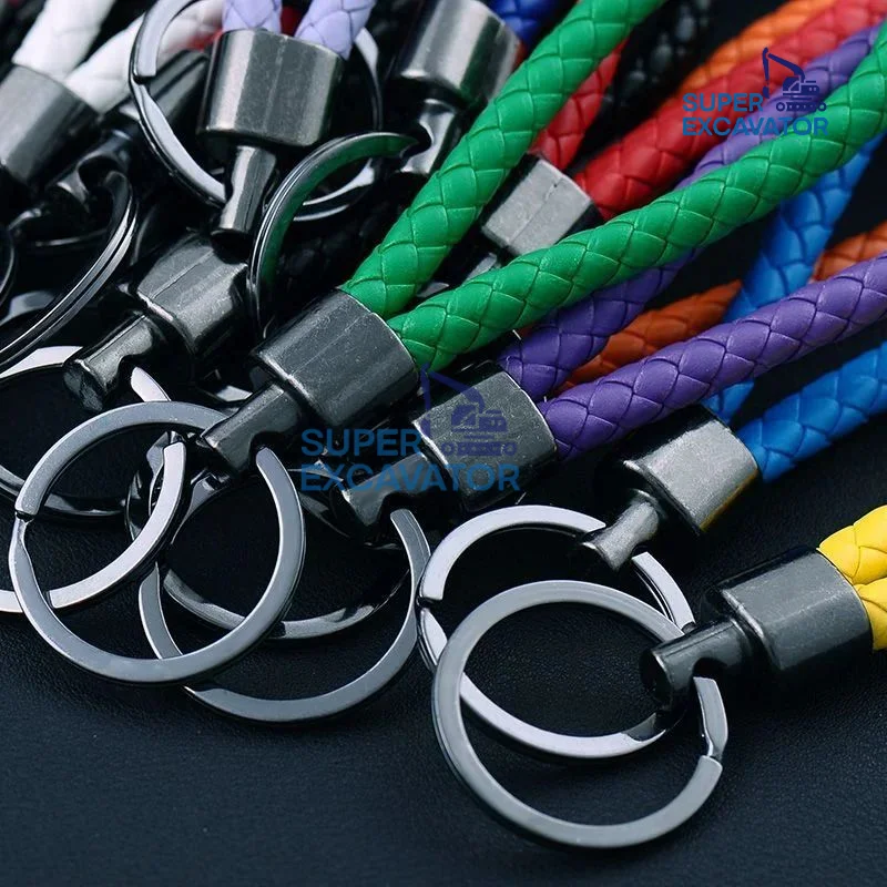 Men's Luxury Car Keychain with Metal Woven Rope Loaders Forklifts Excavators Parts