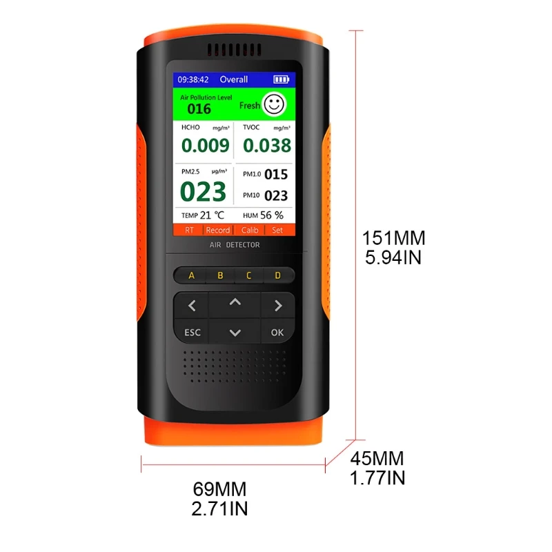 Digital Formaldehyde Detector Handheld Air Quality Tester Indoor House Air Test PM2.5/Pm10/PM1/TVOC Sensor for Smart