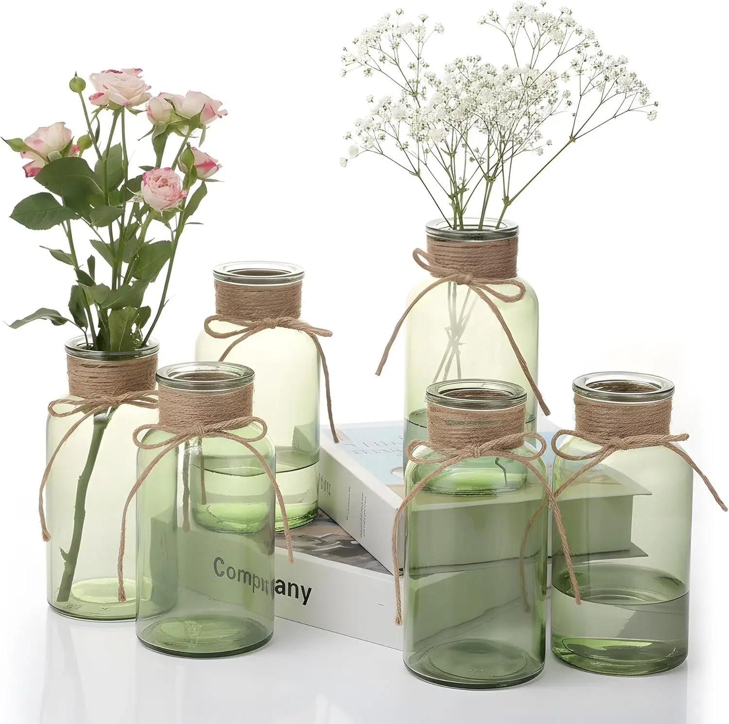 

Glass Flower Vases for Centerpieces Boho Cylinder Bud Vases in Bulk Mason Jars for Weddings, Farmhouse Parties & Vintage
