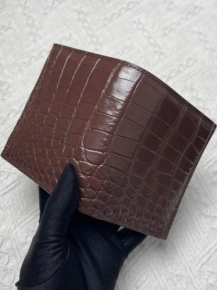 Fashion New Men Designer Classic Vintage Crocodile Leather Solid Color Short Wallet Business Casual Office Men Card Holder Purse