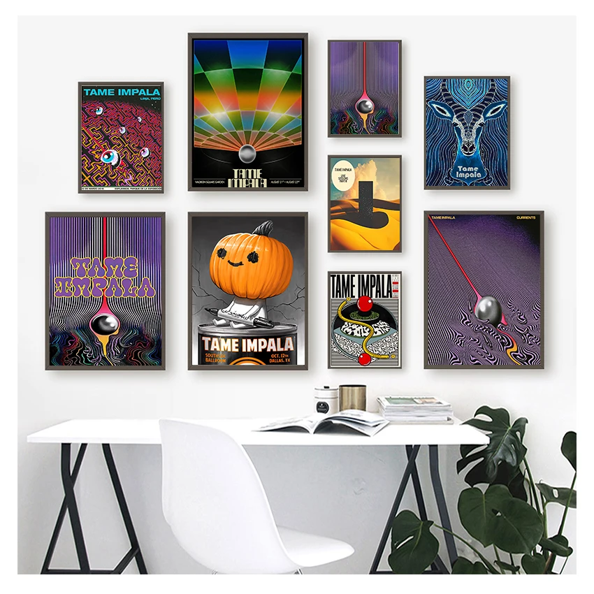 And Prints Rock Music Band Tour Art Canvas Painting Wall Pictures For Living Room Home Decor New Tame Impala Psychedelic Poster