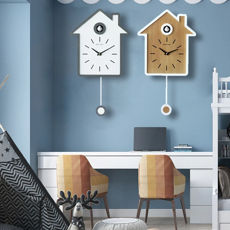 The product can be customized. Living room wall clock, children's creative cartoon clock, Nordic bird, cute Gugu clock