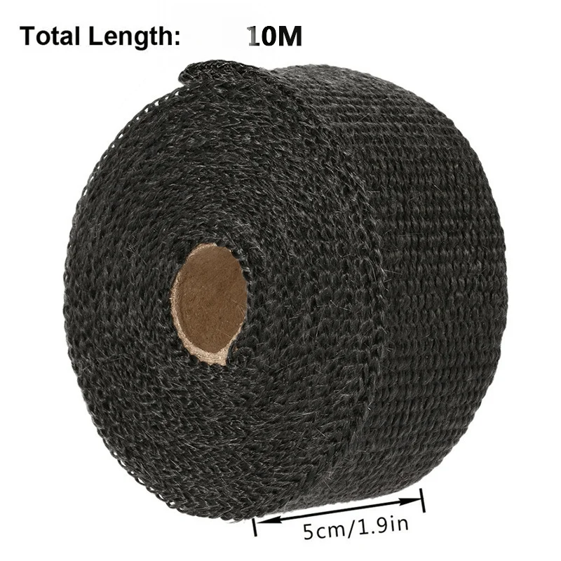 A roll of titanium-colored heat-resistant cloth for motorcycle and car exhaust pipe modification, measuring 10 meters in length,