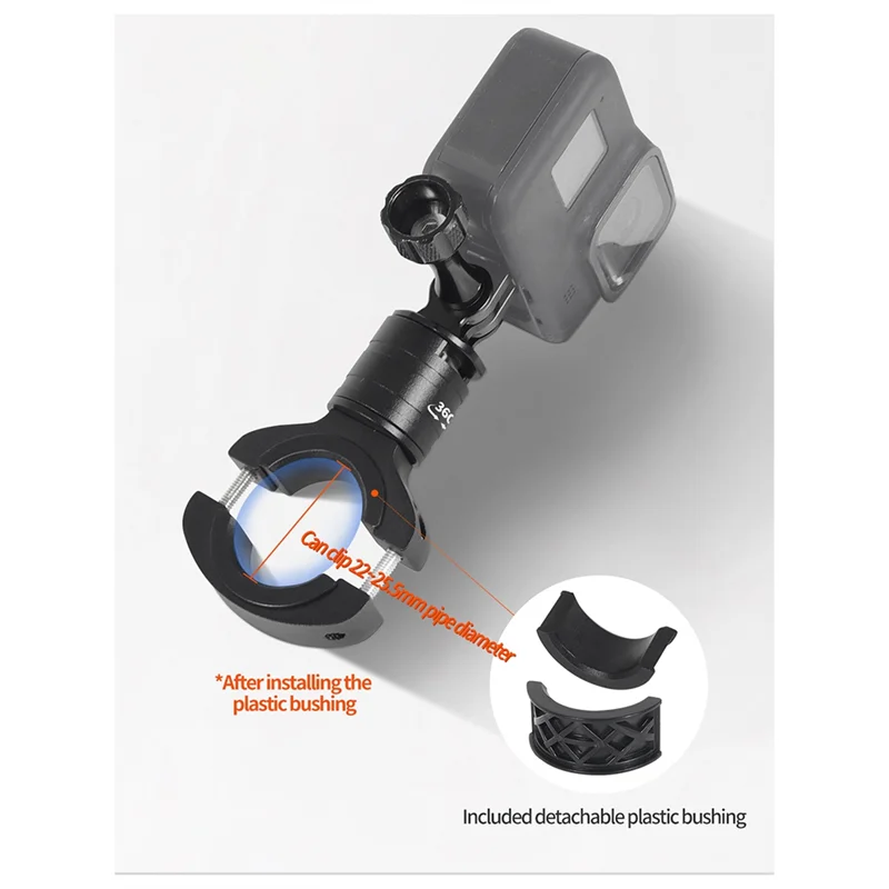 Dependable-For Gopro12 Cameras 360° Rotation Quick Disassembly Metal Handlebar Pipe Clamp Quick Installation Fixing Bracket Easy