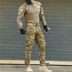 Tactical Suits Combat Shirts Milita Uniform Swat Tshirt Outfit Tatico Tops Airsoft Multicam Camo Hunting Pants Men Clothing