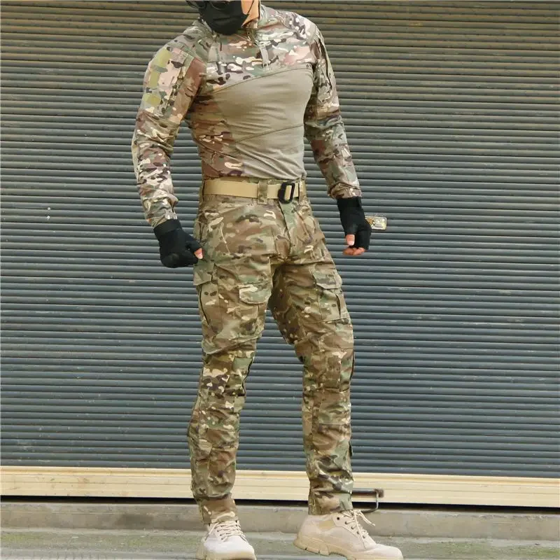 Kombinezony taktyczne koszule bojowe Milita jednolite Swat Tshirt strój Tatico topy Airsoft Multicam Camo spodnie myśliwskie odzież męska