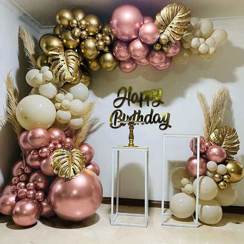 Pink Balloon Garland Arch Kit Rose gold Metallic latex Balloons Kids Birthday Wedding Party Decoration Baby Shower Decoration