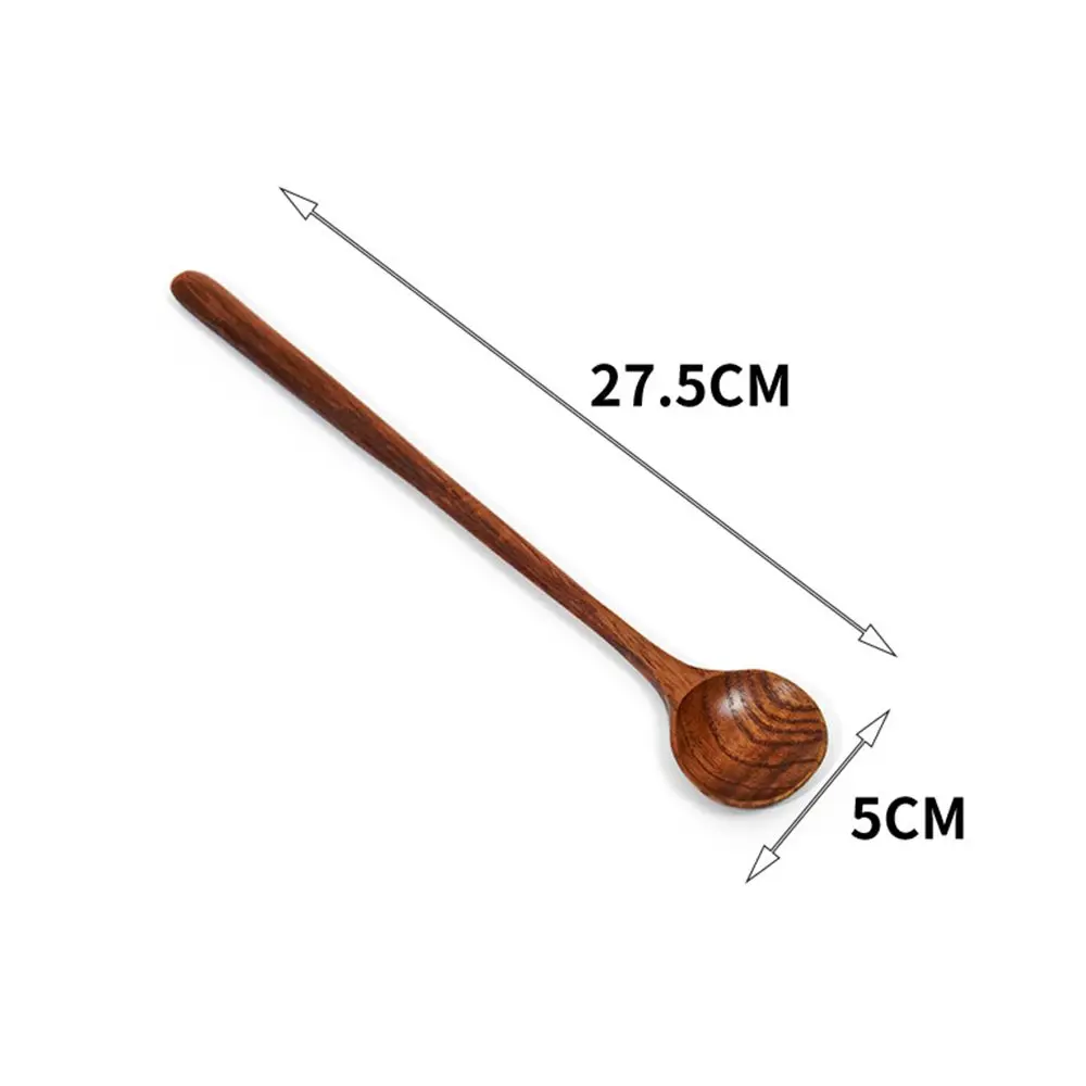 Natural Wooden Long Handle Spoon Soup Scoops Dessert Porridge Tea Coffee Wood Spoons Tableware Kitchen Supplies