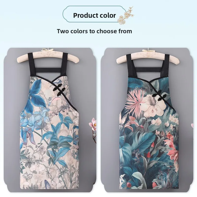 New Fashionable Big Flower Apron Breathable Anti Fouling Dust Cover Dirt Resistant Wear Resistant Household Kitchen Cooking