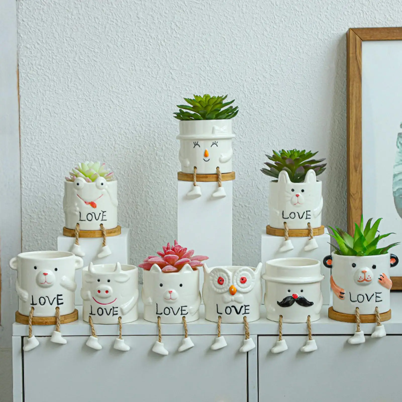 Cylinder Pot with Dangling Legs Round Pot Planter Ceramic Planter for Indoor Plants Desktop Home Office House Ornaments