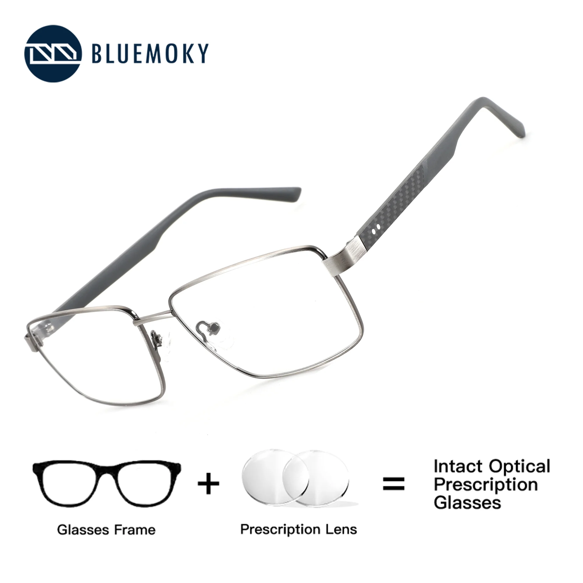

BLUEMOKY Rectangle Prescription Progressive Glasses Men Metal Photochromic Anti Blue Light Optical Glasses