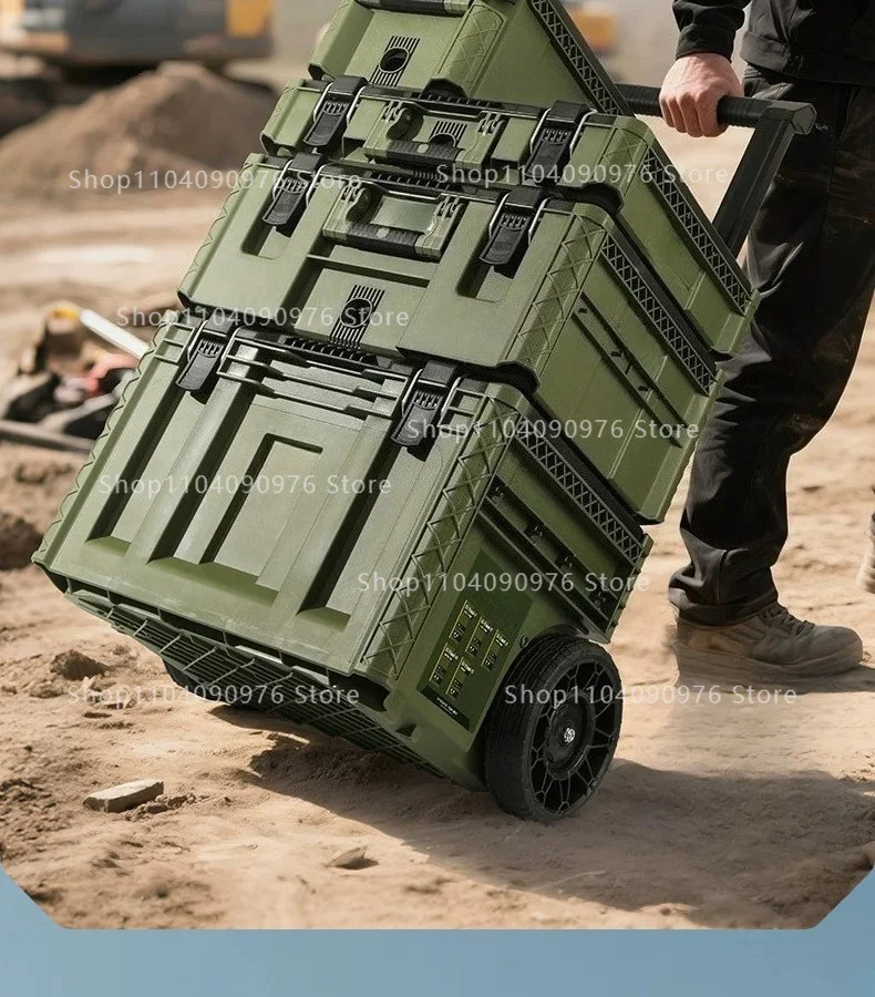 Toolbox Hardware Storage Box Combination Stacking Box Trolley Type Industrial Grade New Base Station Type Hand Pull Large Box