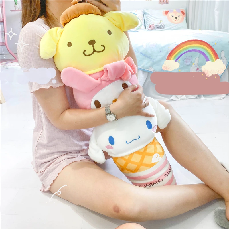 Sanrio śliczne Anime Mix długa poduszka moja melodia Pom Pom Purin Cinnamoroll pluszowa zabawka poduszka pod plecy Sofa poduszka dekoracyjna