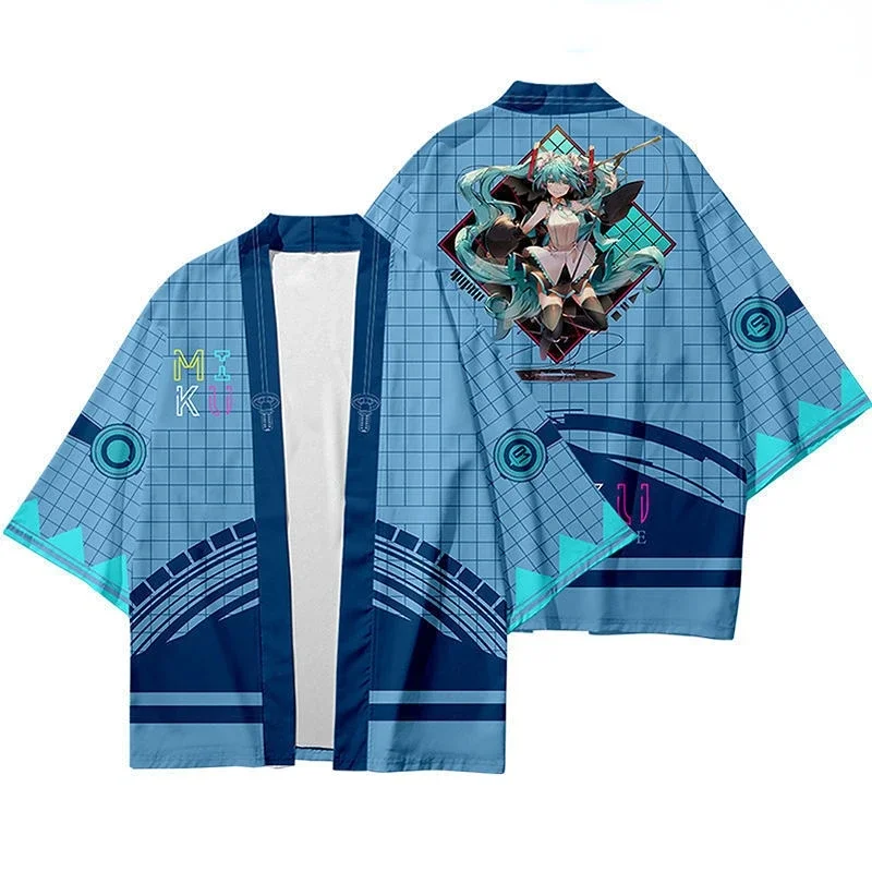 Disfraces de Cosplay de Anime, Kimono japonés, pantalones cortos de princesa Miku, ropa de abrigo, camisa superior para adultos, mujeres, hombres, juego de rol, Halloween