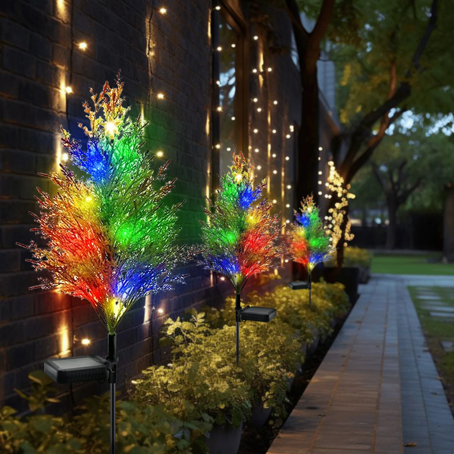Impermeável LED Solar Tree Light, Variação Multi-Color, Decoração de Natal ao ar livre, atmosfera, 1 pc