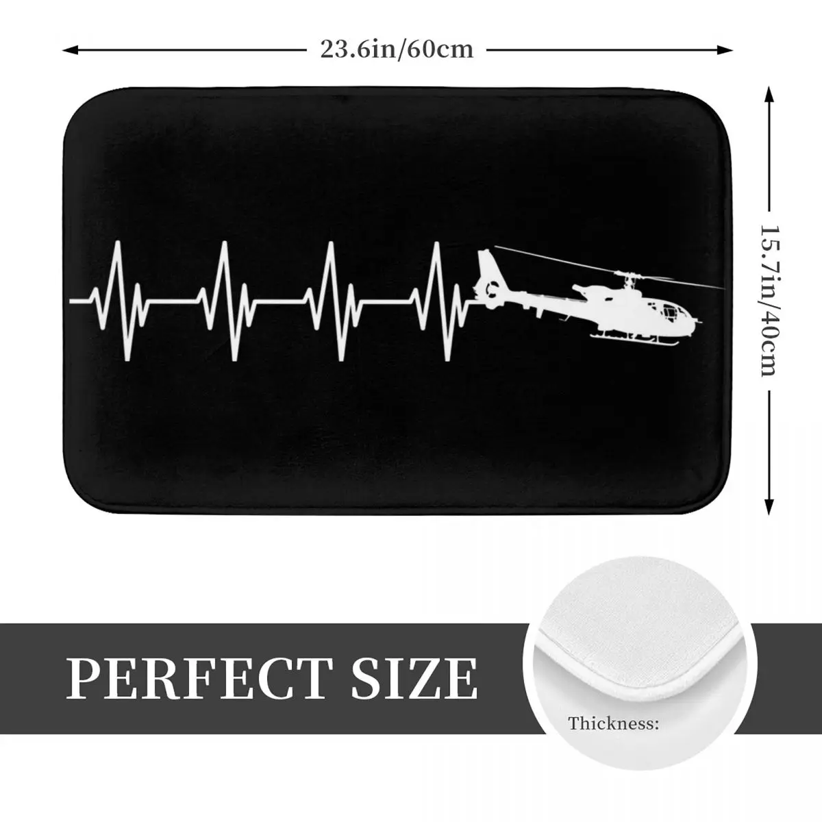 Helicopter Heartbeat W Doormat Non-slip Super Absorbent Bathroom Floor Mats Home Entrance Rugs Kitchen Bedroom Carpet Footpad