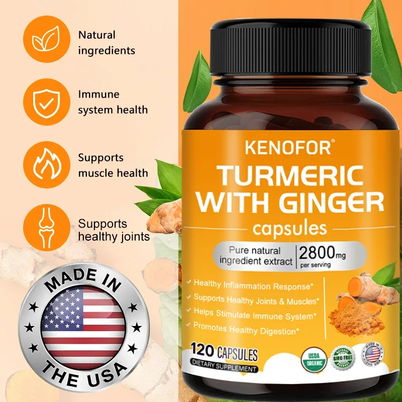 Curcumin with BioPerine and Ginger 95% Curcumin 2800 mg - Maximum Absorption, Natural Joint Support Supplement, Vegan Non-GMO