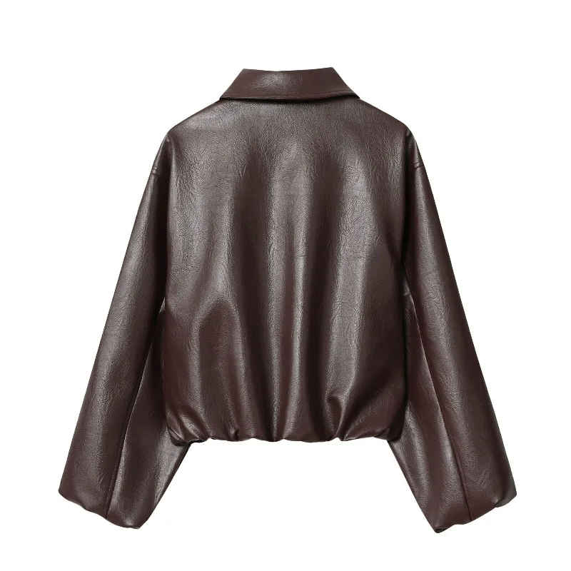 レディースジャケット 2025 秋新作 通勤風 フェイクレザー ジャケット コート レディースファッション ラペル ジップ ルーズ 長袖 レザージャケット