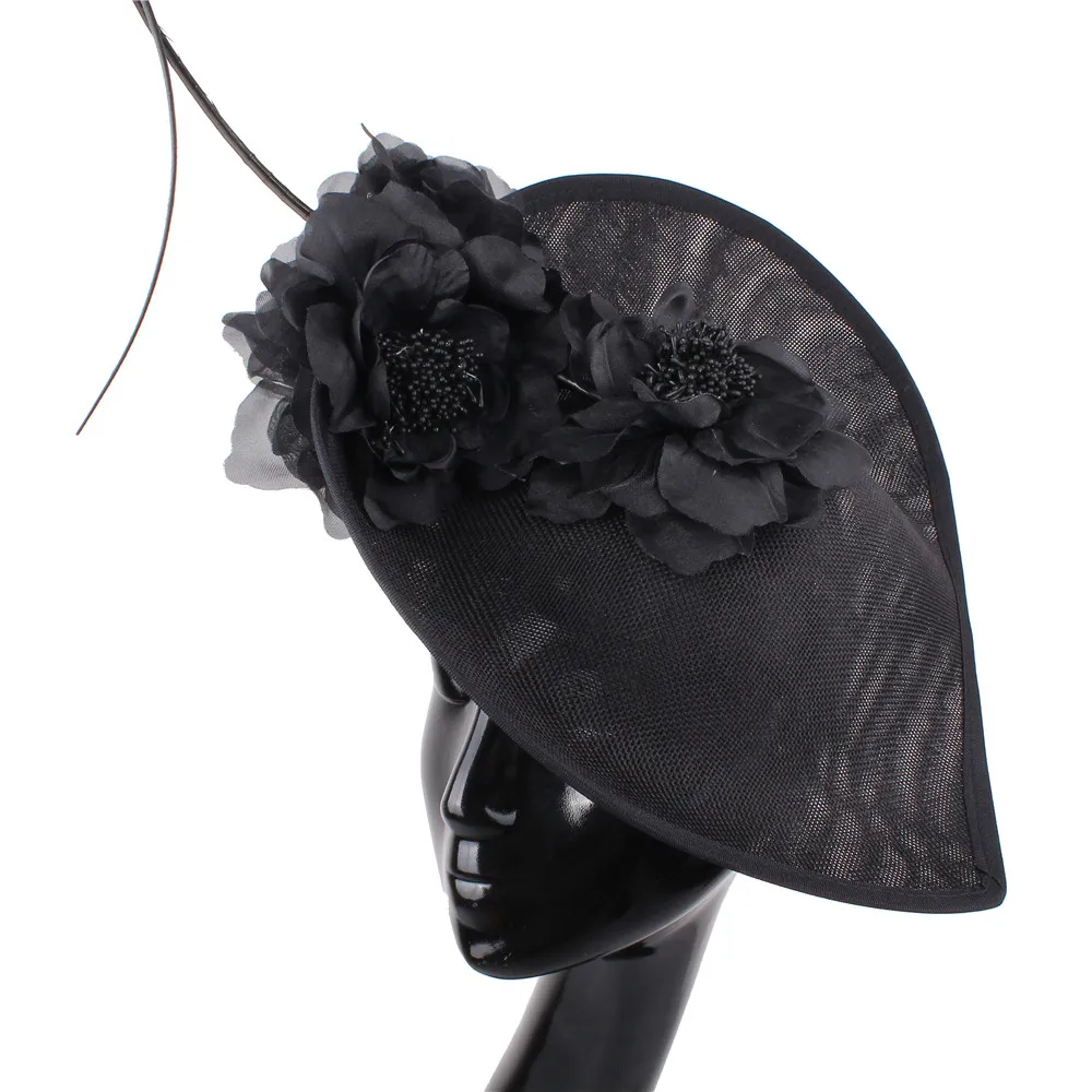 Fashion Flower Women Formal Fedora Cap Wedding Headpiece Handmade Ladies Event Derby Big Fascintator Hat Hair Pin Millinery Cap