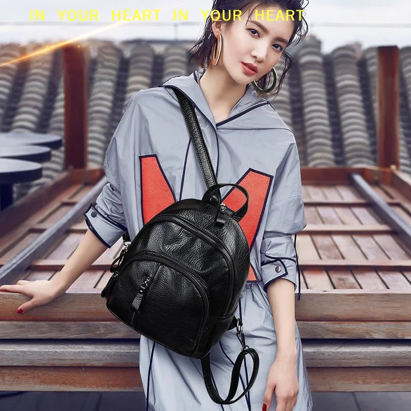 

【X】Anti-theft Soft PU Leather Backpack Women Vintage Shoulder Bag Ladies Mini Travel Backpack School Bags Girls