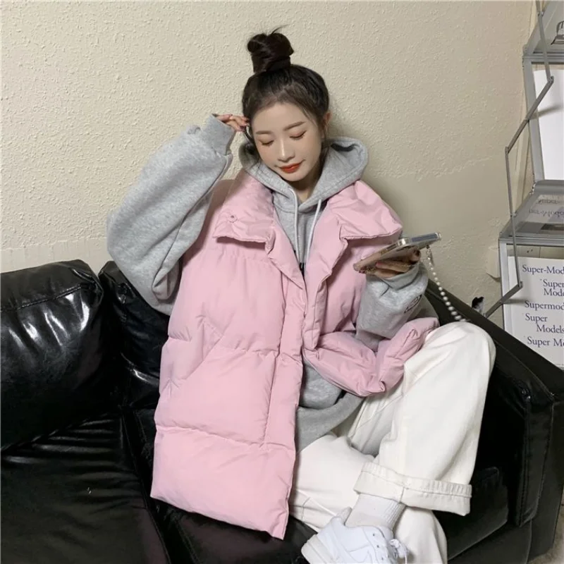 

Winter Women Vests Kpop Comfortable Minimalist Students Preppy Baggy Design Blue Casual Sweet Lovely Waistcoats All-match Ins BF