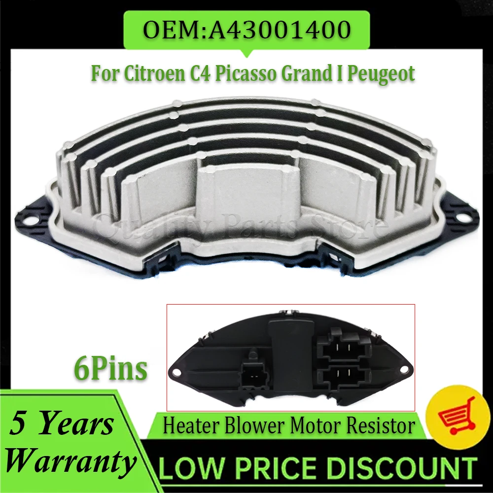 

For Citroen C4 Picasso Grand I Peugeot Heater Blower Resistor Replacement 6441CE 77366112 A43001400 55702441 6845788 A43000900