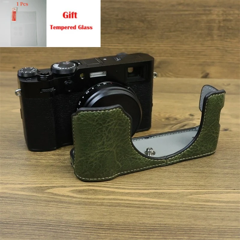 

For Fuji FUJIFILM X100VI Accessories Camera Bag x100vi micro-single camera leather case base, half set case + free tempered film