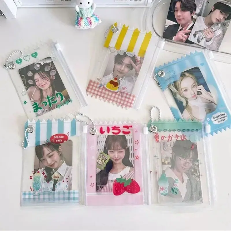 Creative Candy Bag Photocard Holder Shiny Cartoon Card Sleeves Display Zipper Idol Photo Card Protective Cover Card Holder