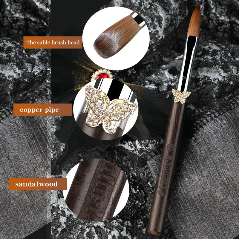 10 Stijl Vlindergesp Rond Houten Handvat Kolinsky Haar Nail Art Brush Schilderen Lijn Pen Liner Gradiënt Platte Ronde Franse Gereedschappen
