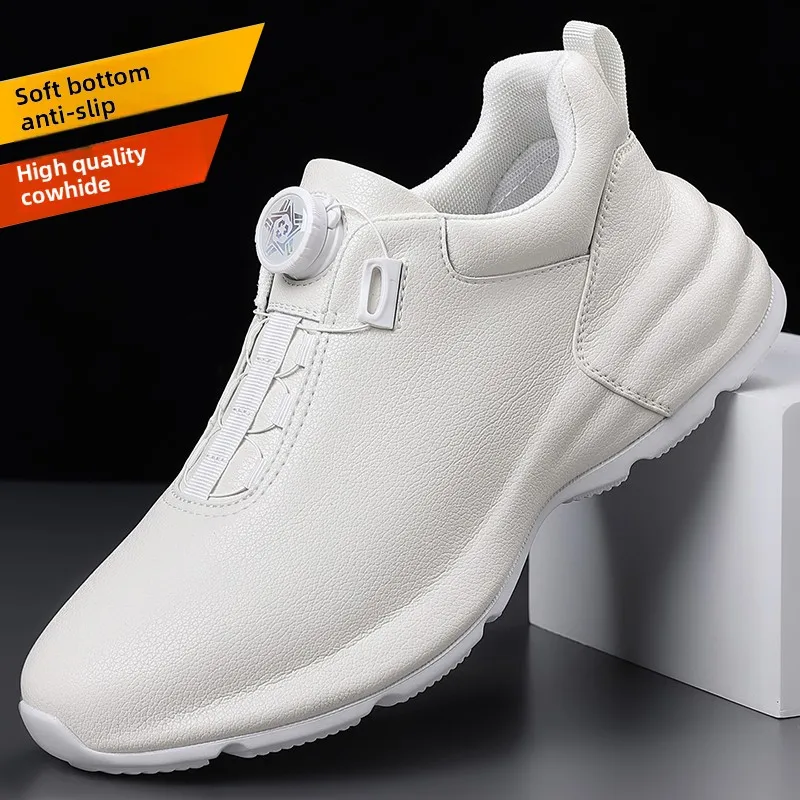 

Высококачественные белые туфли из натуральной кожи с вращающейся застежкой, с обернутой подошвой, повседневные спортивные туфли, модные туфли, «папины» кроссовки