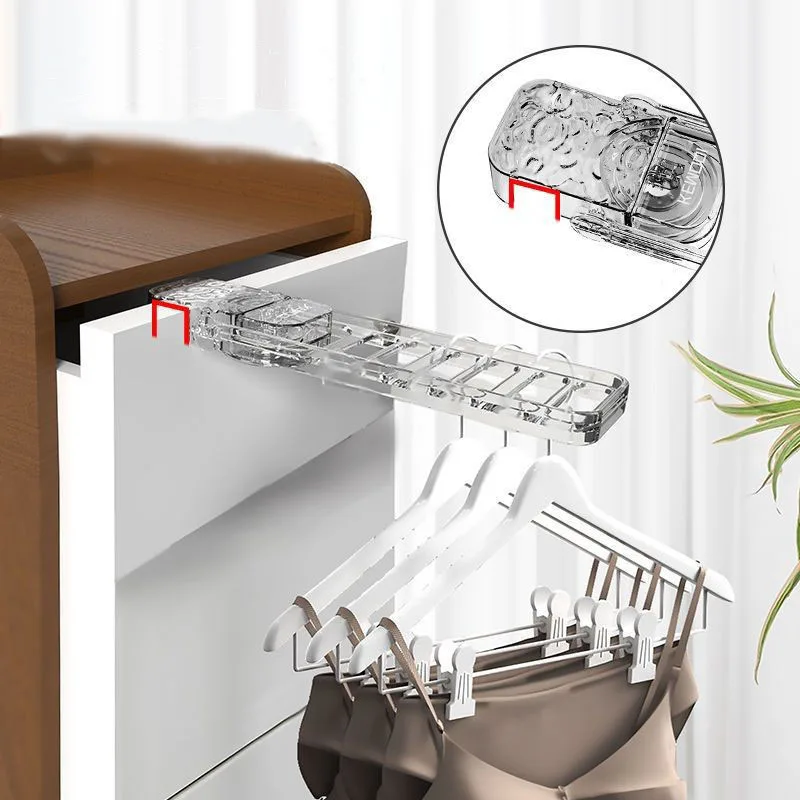 Home Organizer Clothes Folding Hangers Clothes Drying Rack Wall Mounted Portable Snap-On 6Hole Drying Rack Travel Clothes Hanger