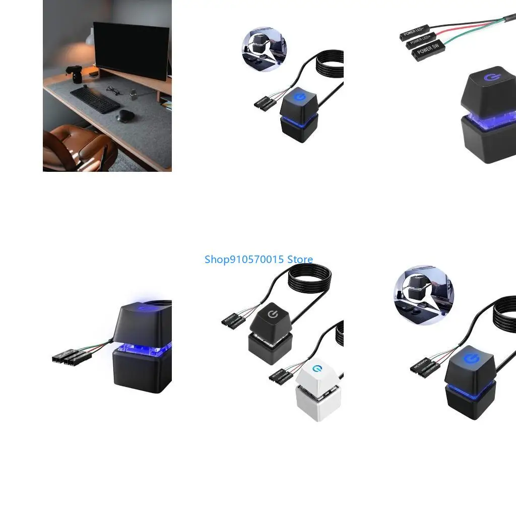 B95C Computer Desktop Switching With Light Motherboard External Boot On/Offs Reset Button with Cable for Home Internet