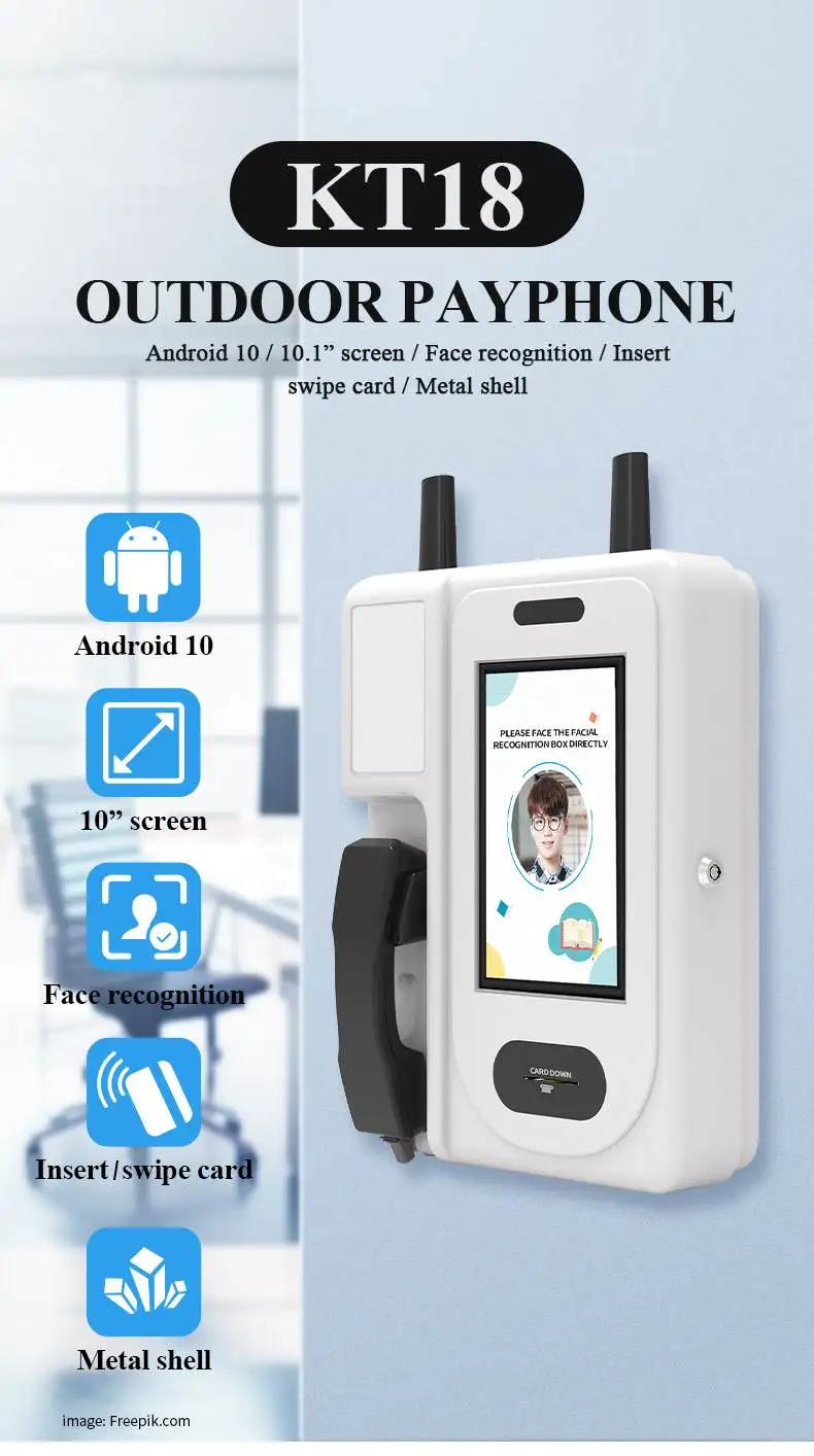 School Outdoor Android 10 inch Large Screen 4G LTE Wireless Desktop Smart Video Public Telephone Payphone