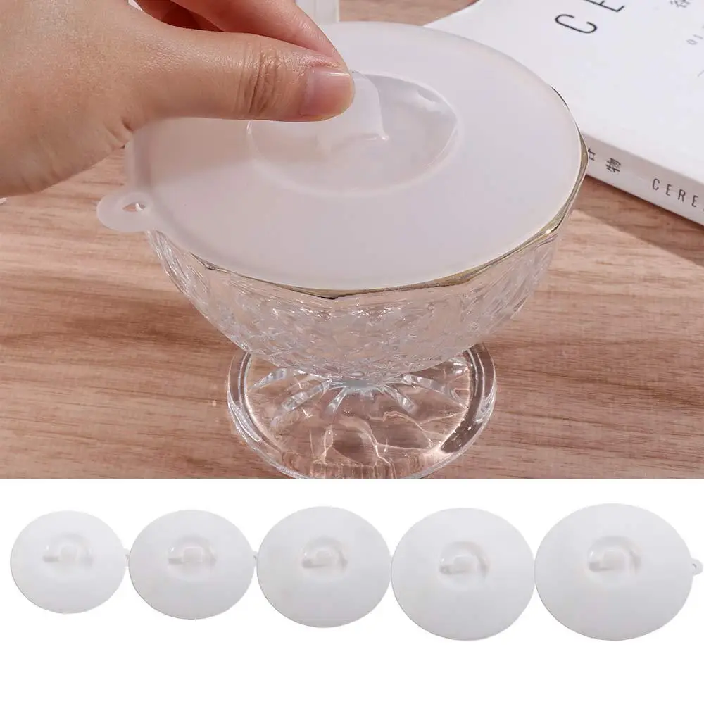 Cup Lids Universal White Silicone Leakproof Fresh Keeping Lids Heat-resistant Anti Dust Lid Kitchen Gadgets