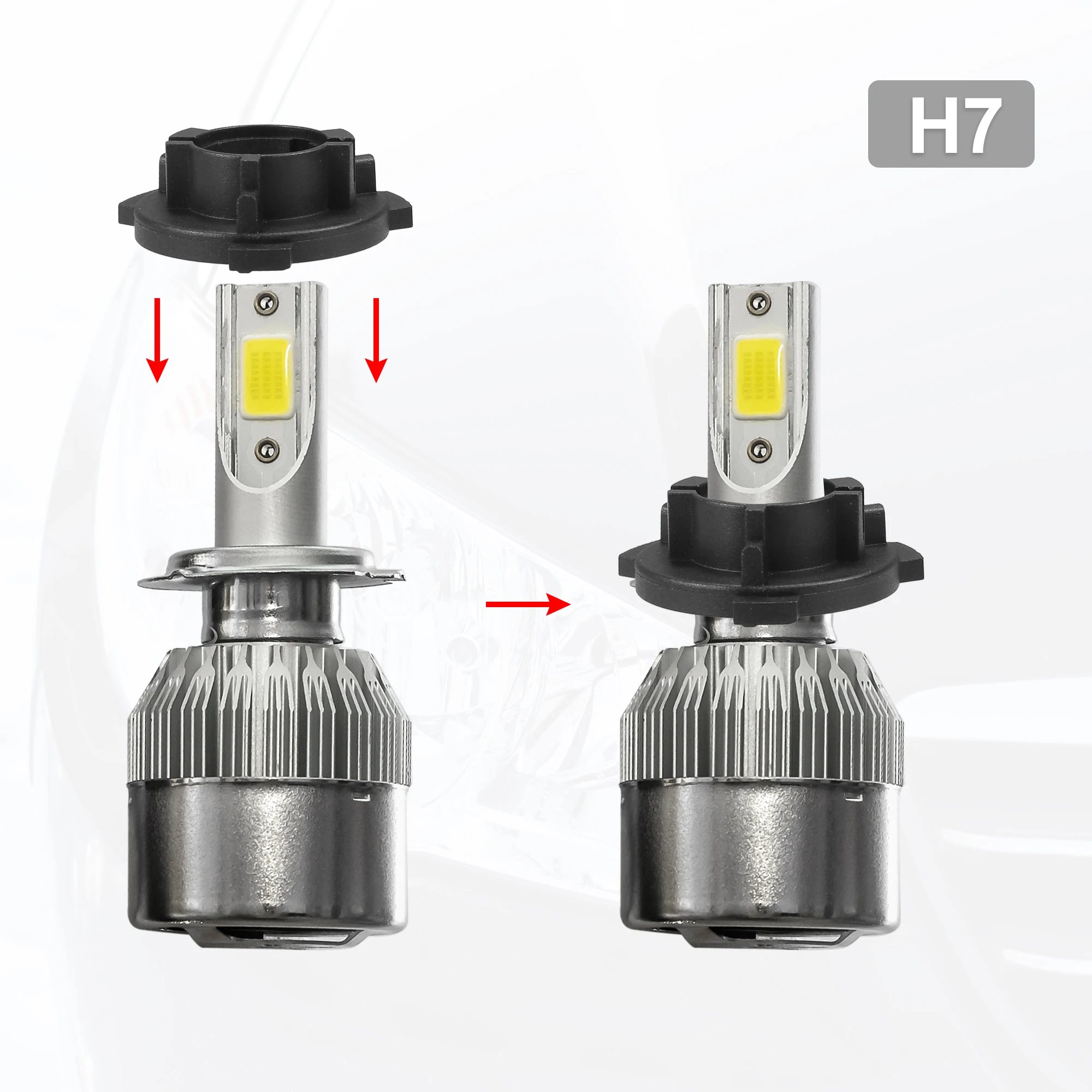 UXCELL 1 Set Car H7 LED Headlight Adapter Bases with Key for Volkswagen Tiguan 2019