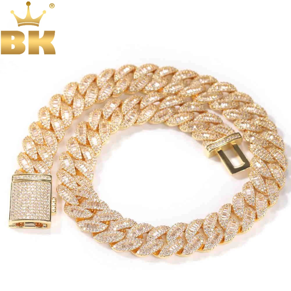 

TBTK 16mm Luxury Miami Cuban Link Necklace Iced Out BaguetteCubic Zirconia Bracelet HipHop Fashion Jewelry For Party Gift