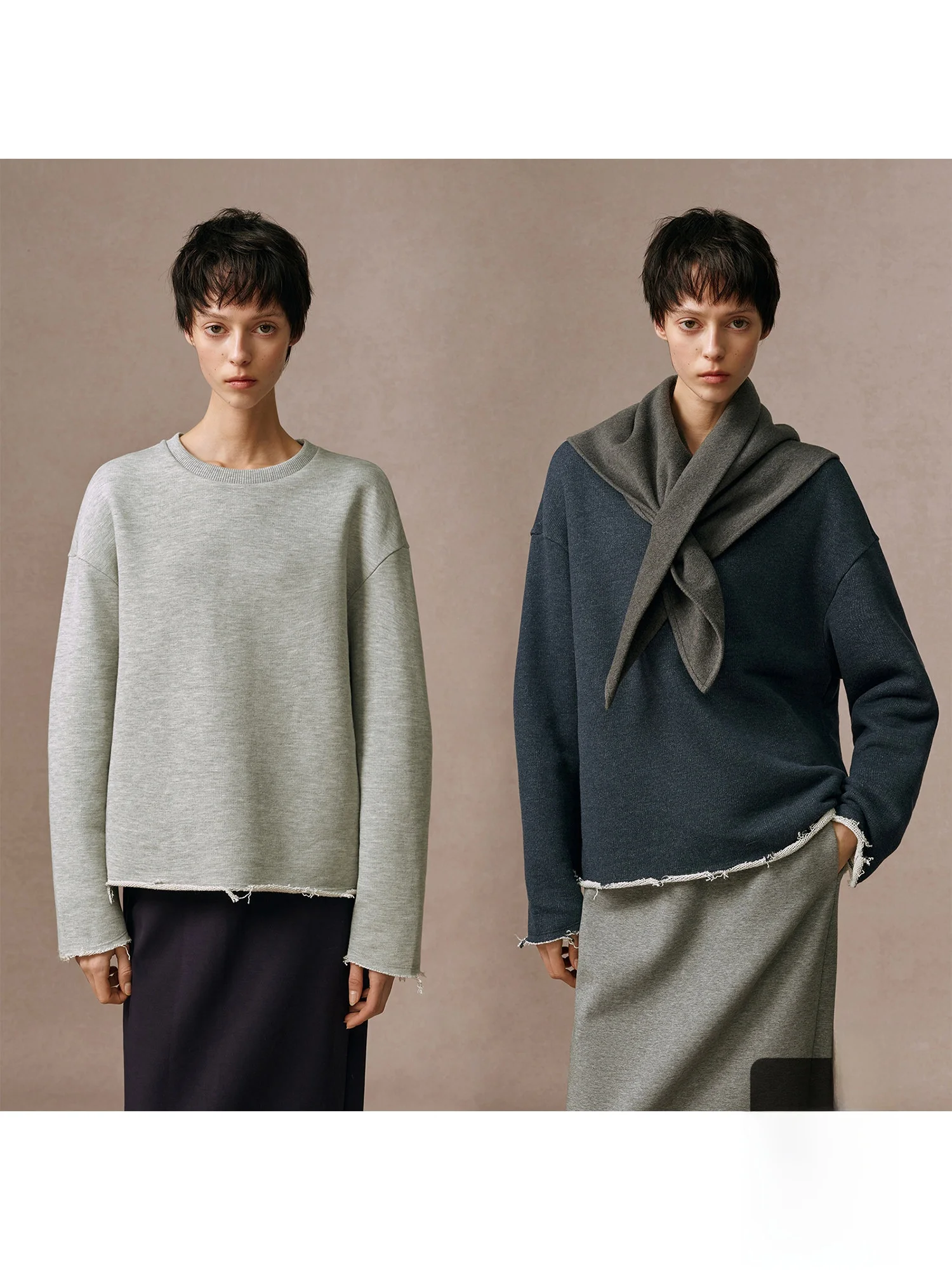 

Comfortable Casual round Neck Sweatshirt Women's Loose Fit Spring Fashion Frayed Hem Design Versatile Stylish Streetwear