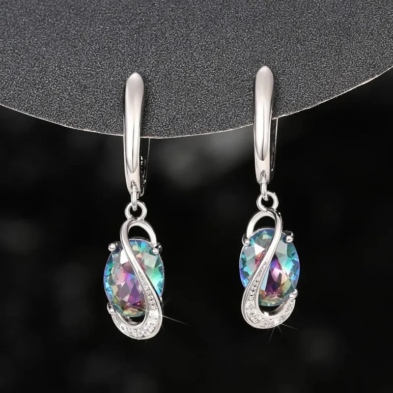 2024 Exquisite Multi-colored CZ Dangle Earrings for Women Special-interested Birthday Day Gift Wedding Party Trendy Jewelry