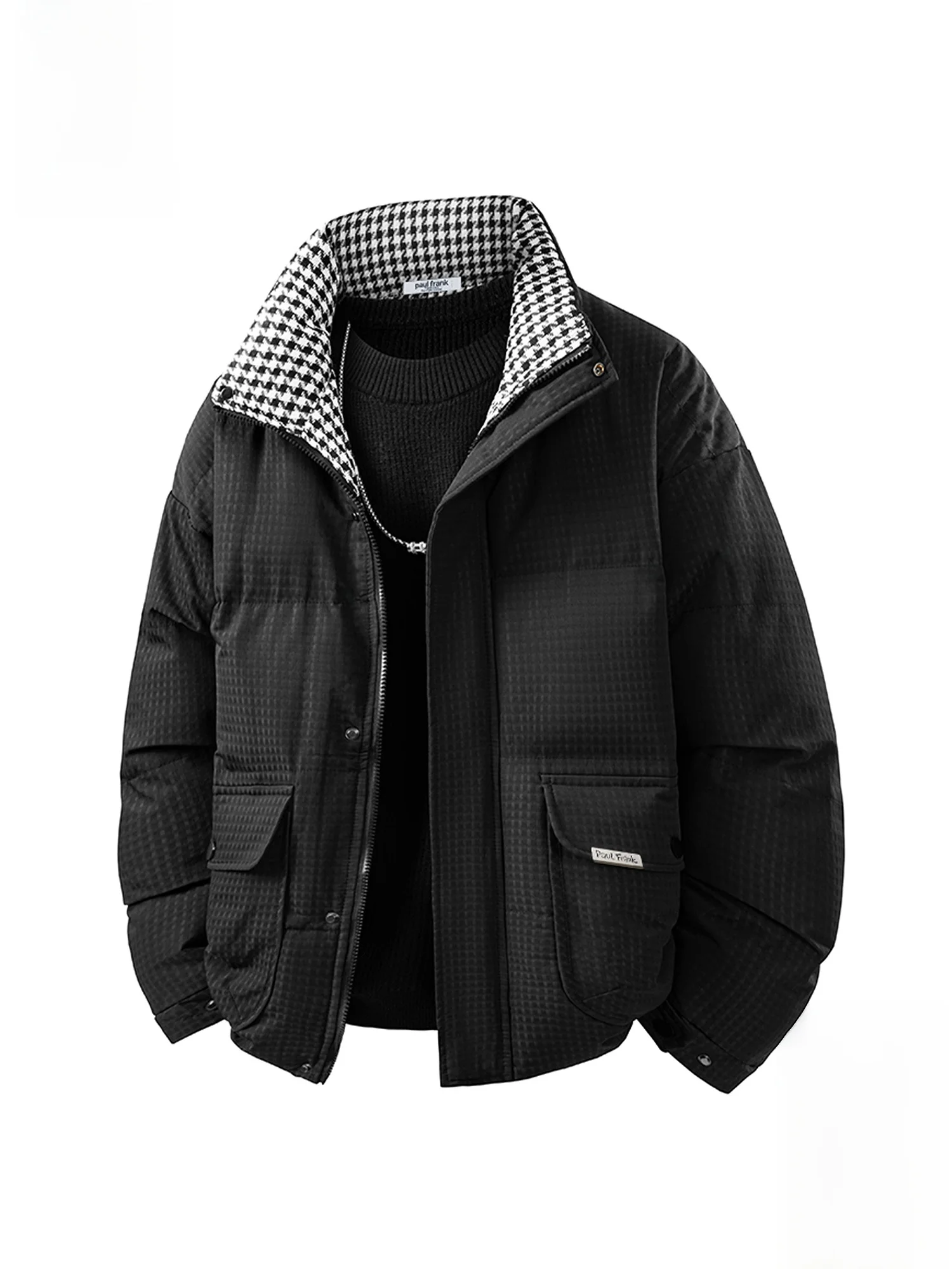 

PaulFrank Winter Thiened Loose Fit Collar Men's Cotton Jaet Youth Faion Warm Plaid Workwear Polyester Fiber Long Sve