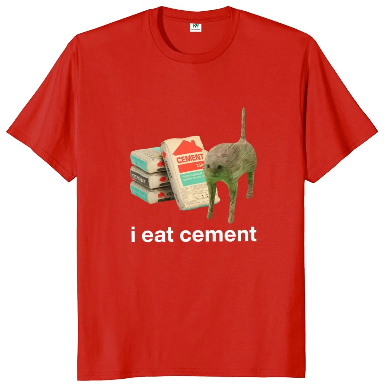 Ik Eet Cement T-Shirt Grappige Kat Meme Grafische T-Shirt Voor Mannen 100% Katoen Zachte Unisex O-hals T-Tops Eu Maat