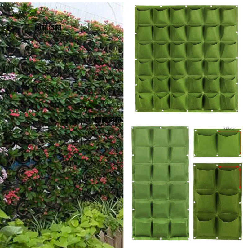 wall flower Grow Bags pocket vertical garden Planting Hanging home plant tools fabric Vegetable planter jardin growing pots C2