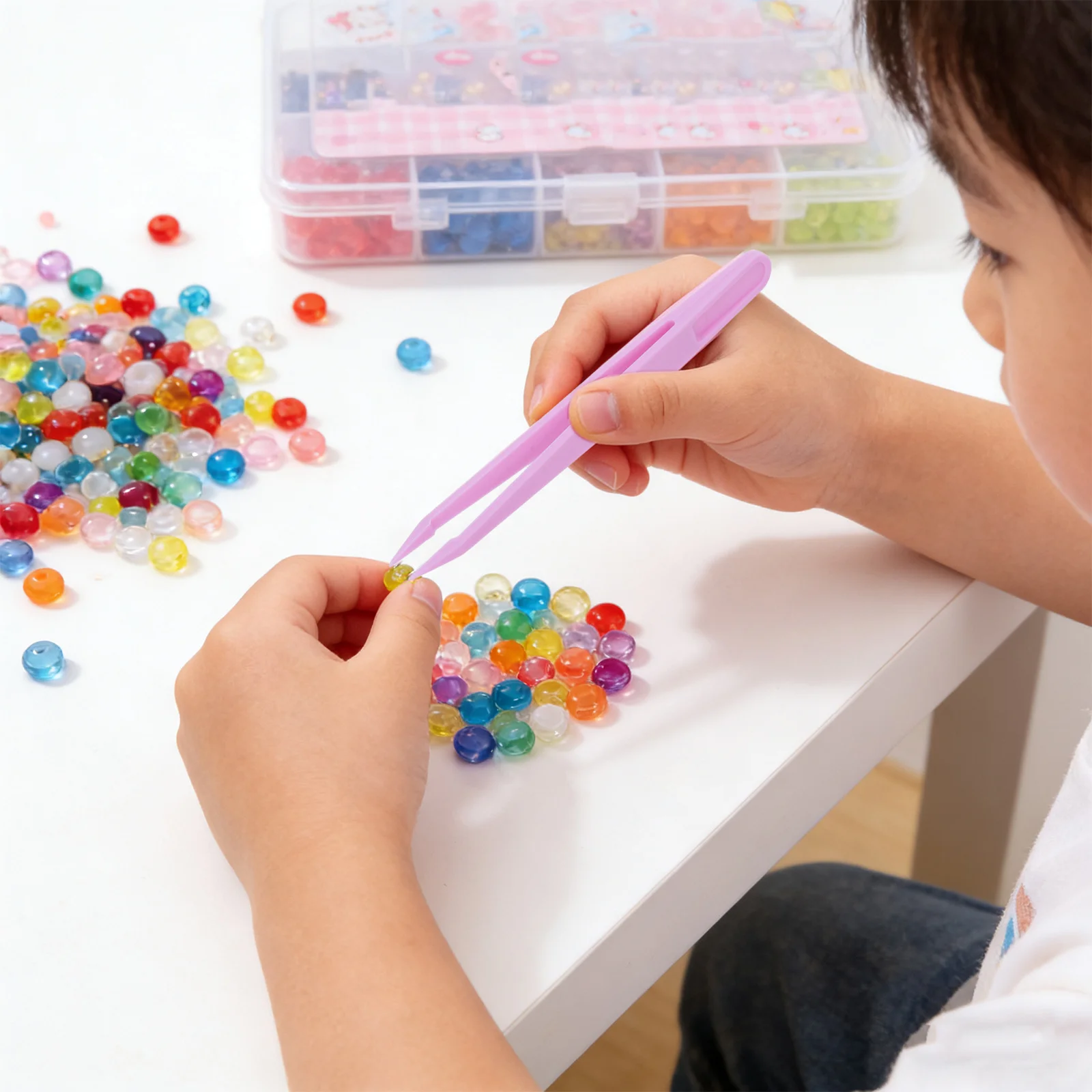 20 Stuks Plastic Kraal Pincet Kinderen Rechte Tip Fijne Motoriek Crafting Montessori Voorschoolse Zintuiglijke Bin Gereedschap