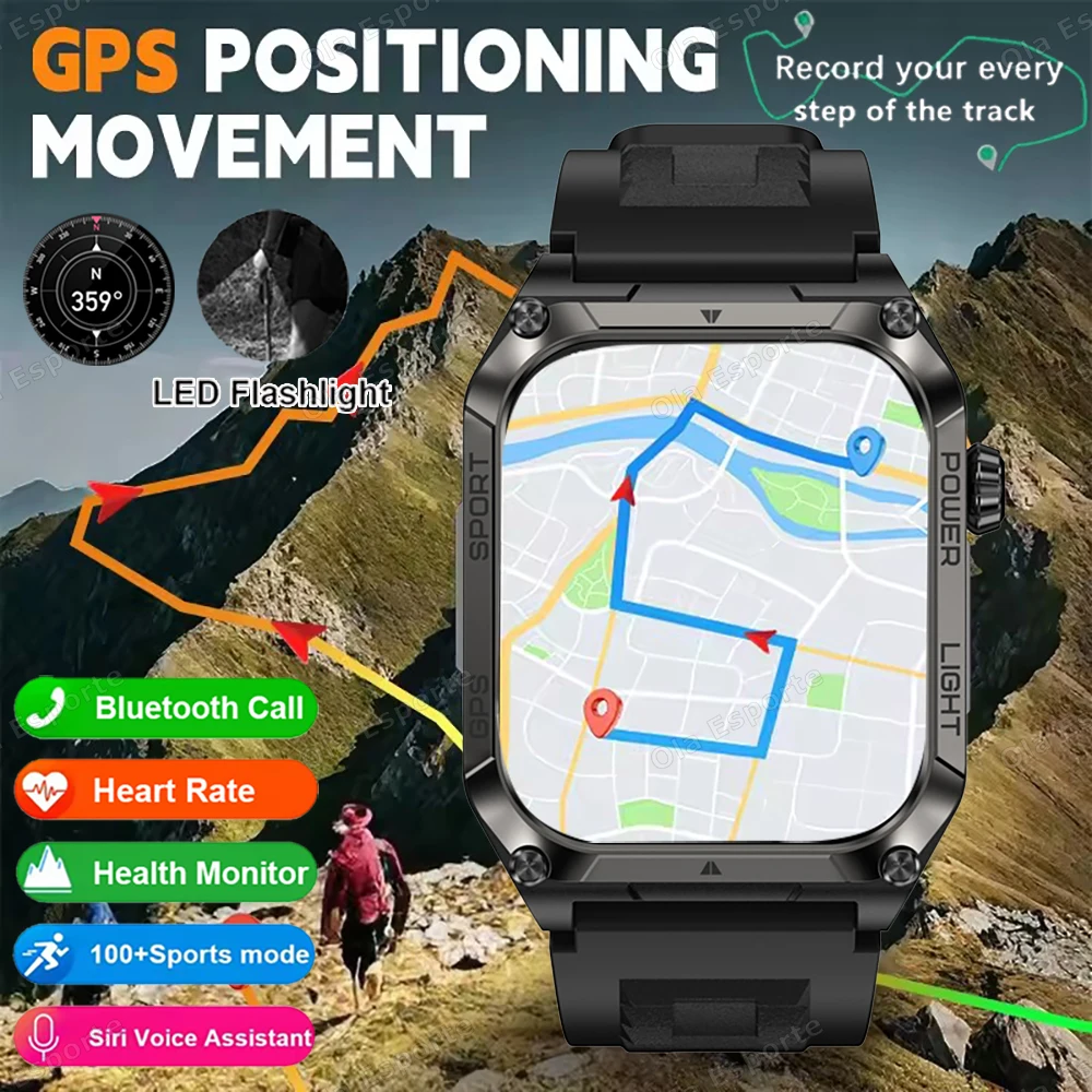 

Встроенные GPS военные умные часы светодиодный фонарик RGB стробоскопы часы 430 мАч аккумулятор монитор здоровья 100+ спортивные уличные умные часы